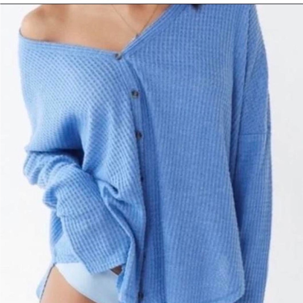 Urban Outfitters out from under Oversized Henley, shirt, size medium blue